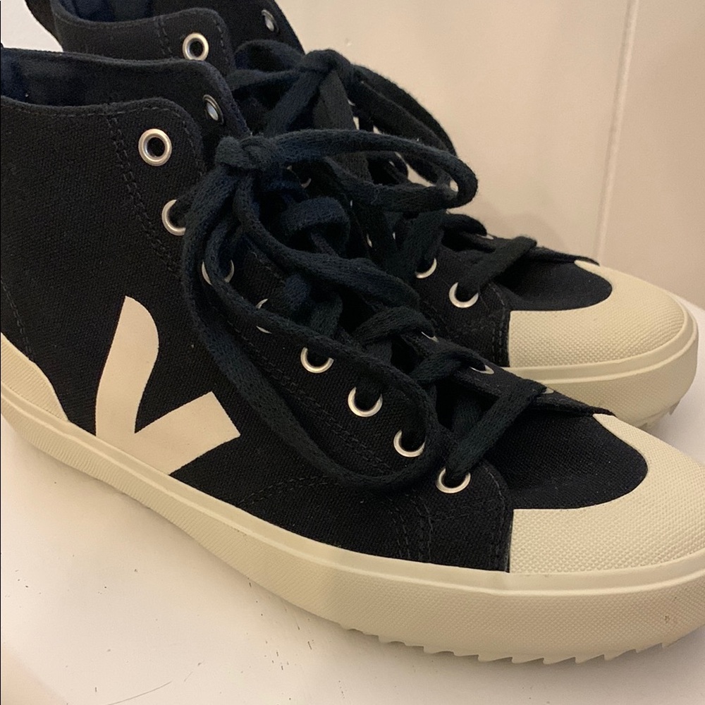 Veja Black and White High-Top Sneakers
